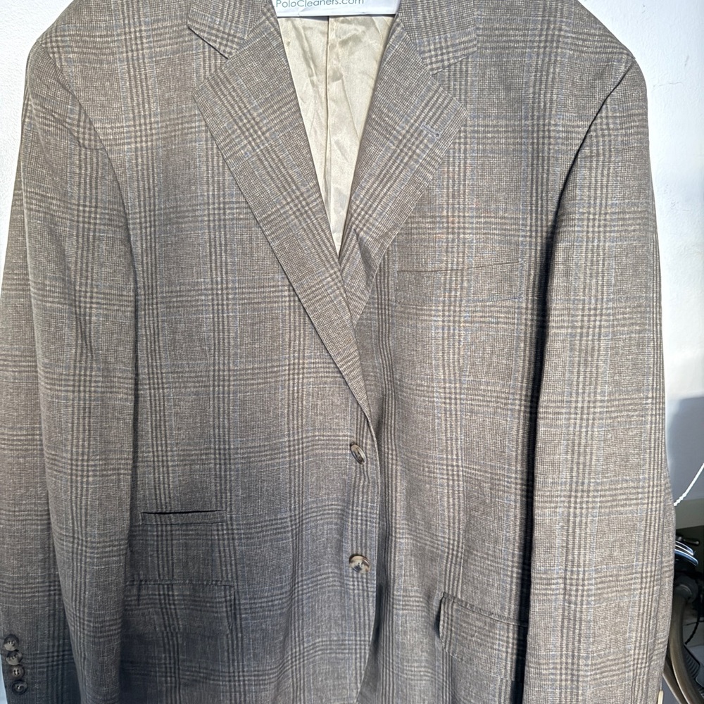 Gray Plaid Men's Blazer Brunello Cucenelli XL new never used